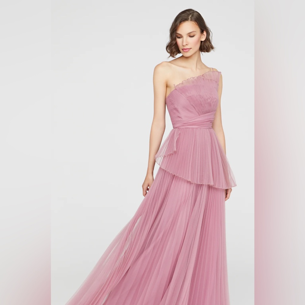 Theia Delphine Pleated Organza Gown
